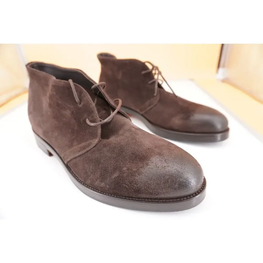 Canali Dark Brown Suede Chukka Hiking Boots Size 12 Lace Up $645 New Ankle